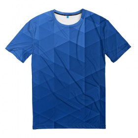 Мужская футболка 3D с принтом trianse blue в Белгороде, 100% полиэфир | прямой крой, круглый вырез горловины, длина до линии бедер | Тематика изображения на принте: abstraction | абстракция | геометрия | грани | полигоны | сочетания | треугольники