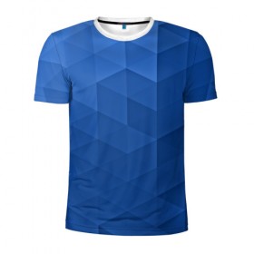 Мужская футболка 3D спортивная с принтом trianse blue в Белгороде, 100% полиэстер с улучшенными характеристиками | приталенный силуэт, круглая горловина, широкие плечи, сужается к линии бедра | Тематика изображения на принте: abstraction | абстракция | геометрия | грани | полигоны | сочетания | треугольники