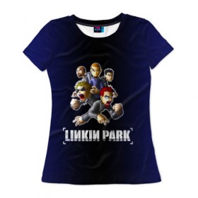 Женская футболка 3D с принтом Группа Linkin Park в Белгороде, 100% полиэфир ( синтетическое хлопкоподобное полотно) | прямой крой, круглый вырез горловины, длина до линии бедер | 