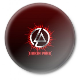 Значок с принтом Красно-черный Linkin Park в Белгороде,  металл | круглая форма, металлическая застежка в виде булавки | 