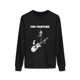 Женский свитшот хлопок с принтом Foo Fighters в Белгороде, 100% хлопок | прямой крой, круглый вырез, на манжетах и по низу широкая трикотажная резинка  | ff | foo fighters | альтернативный | группа | дэйв грол | крис шифлетт | метал | музыка | надпись | нэйт мендел | постгранж | пэт смир | рок | тейлор хокинс | фу файтерс | фф | хард | хардрок