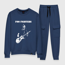 Женский костюм хлопок с принтом Foo Fighters в Белгороде, 100% хлопок | на свитшоте круглая горловина, мягкая резинка по низу. Брюки заужены к низу, на них два вида карманов: два 