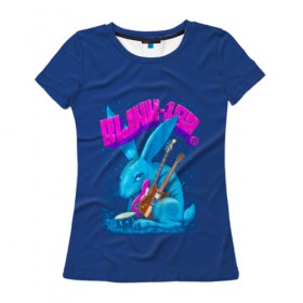 Женская футболка 3D с принтом Заяц Blink-182 в Белгороде, 100% полиэфир ( синтетическое хлопкоподобное полотно) | прямой крой, круглый вырез горловины, длина до линии бедер | 