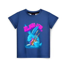 Детская футболка 3D с принтом Заяц Blink-182 в Белгороде, 100% гипоаллергенный полиэфир | прямой крой, круглый вырез горловины, длина до линии бедер, чуть спущенное плечо, ткань немного тянется | 