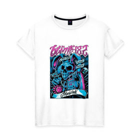 Женская футболка хлопок с принтом Заяц Blink-182 в Белгороде, 100% хлопок | прямой крой, круглый вырез горловины, длина до линии бедер, слегка спущенное плечо | 