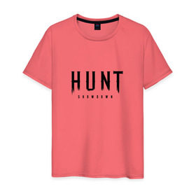 Мужская футболка хлопок с принтом Hunt: Showdown Black Logo в Белгороде, 100% хлопок | прямой крой, круглый вырез горловины, длина до линии бедер, слегка спущенное плечо. | crytek | game | hunt | hunt: showdown | hunter | monsters | showdown | игра | крайтек | охота | столкновение