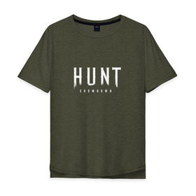 Мужская футболка хлопок Oversize с принтом Hunt: Showdown White Logo в Белгороде, 100% хлопок | свободный крой, круглый ворот, “спинка” длиннее передней части | crytek | game | hunt | hunt: showdown | hunter | monsters | showdown | игра | крайтек | охота | столкновение