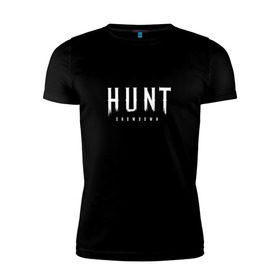 Мужская футболка премиум с принтом Hunt: Showdown White Logo в Белгороде, 92% хлопок, 8% лайкра | приталенный силуэт, круглый вырез ворота, длина до линии бедра, короткий рукав | crytek | game | hunt | hunt: showdown | hunter | monsters | showdown | игра | крайтек | охота | столкновение