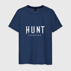 Мужская футболка хлопок с принтом Hunt: Showdown White Logo в Белгороде, 100% хлопок | прямой крой, круглый вырез горловины, длина до линии бедер, слегка спущенное плечо. | crytek | game | hunt | hunt: showdown | hunter | monsters | showdown | игра | крайтек | охота | столкновение