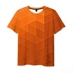 Мужская футболка 3D с принтом Orange abstraction в Белгороде, 100% полиэфир | прямой крой, круглый вырез горловины, длина до линии бедер | abstraction | geometry | polygon | абстракция | геометрия | грань | краски | кубик | кубики | линии | мозаика | полигоны | ребро | текстура | узор