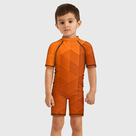 Детский купальный костюм 3D с принтом Orange abstraction в Белгороде, Полиэстер 85%, Спандекс 15% | застежка на молнии на спине | abstraction | geometry | polygon | абстракция | геометрия | грань | краски | кубик | кубики | линии | мозаика | полигоны | ребро | текстура | узор