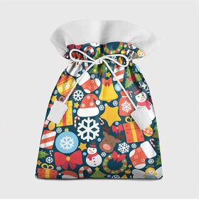Подарочный 3D мешок с принтом Новогодний набор в Белгороде, 100% полиэстер | Размер: 29*39 см | new year | елка | новый год | подарок | снеговик | снежинка