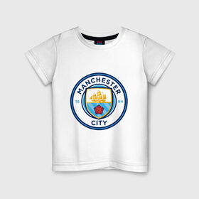 Детская футболка хлопок с принтом Manchester City в Белгороде, 100% хлопок | круглый вырез горловины, полуприлегающий силуэт, длина до линии бедер | citi | city | manchester | siti | англия | болельщик | горожане | гостевая | манчестер | сити | фанат | форма | футбольная