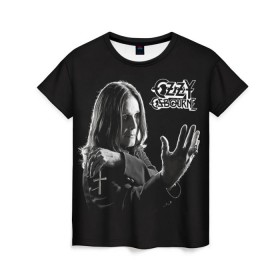 Женская футболка 3D с принтом Оззи Осборн в Белгороде, 100% полиэфир ( синтетическое хлопкоподобное полотно) | прямой крой, круглый вырез горловины, длина до линии бедер | black sabbath | ozzy osbourne | оззи осборн
