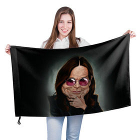 Флаг 3D с принтом Оззи Осборн в Белгороде, 100% полиэстер | плотность ткани — 95 г/м2, размер — 67 х 109 см. Принт наносится с одной стороны | black sabbath | ozzy osbourne | оззи осборн