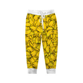 Детские брюки 3D с принтом Бананы в Белгороде, 100% полиэстер | манжеты по низу, эластичный пояс регулируется шнурком, по бокам два кармана без застежек, внутренняя часть кармана из мелкой сетки | Тематика изображения на принте: banana | vegan | банан | веган | желтый | паттерн | текстура | фрукт