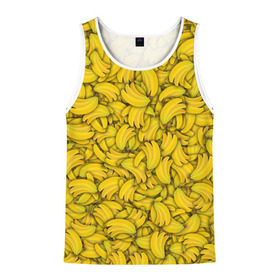Мужская майка 3D с принтом Бананы в Белгороде, 100% полиэстер | круглая горловина, приталенный силуэт, длина до линии бедра. Пройма и горловина окантованы тонкой бейкой | Тематика изображения на принте: banana | vegan | банан | веган | желтый | паттерн | текстура | фрукт