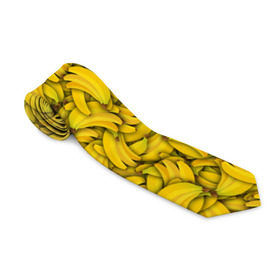 Галстук 3D с принтом Бананы в Белгороде, 100% полиэстер | Длина 148 см; Плотность 150-180 г/м2 | Тематика изображения на принте: banana | vegan | банан | веган | желтый | паттерн | текстура | фрукт