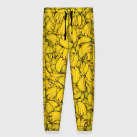 Женские брюки 3D с принтом Бананы в Белгороде, полиэстер 100% | прямой крой, два кармана без застежек по бокам, с мягкой трикотажной резинкой на поясе и по низу штанин. В поясе для дополнительного комфорта — широкие завязки | banana | vegan | банан | веган | желтый | паттерн | текстура | фрукт