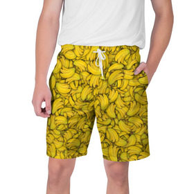 Мужские шорты 3D с принтом Бананы в Белгороде,  полиэстер 100% | прямой крой, два кармана без застежек по бокам. Мягкая трикотажная резинка на поясе, внутри которой широкие завязки. Длина чуть выше колен | Тематика изображения на принте: banana | vegan | банан | веган | желтый | паттерн | текстура | фрукт