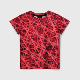 Детская футболка 3D с принтом Сетка в Белгороде, 100% гипоаллергенный полиэфир | прямой крой, круглый вырез горловины, длина до линии бедер, чуть спущенное плечо, ткань немного тянется | Тематика изображения на принте: красный | модные | пластик | сети | сетка | текстура | цвет