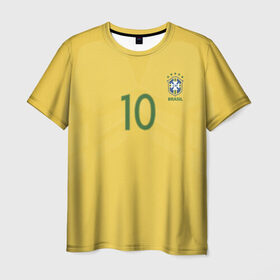 Мужская футболка 3D с принтом Неймар Форма Домашняя 17/18 в Белгороде, 100% полиэфир | прямой крой, круглый вырез горловины, длина до линии бедер | Тематика изображения на принте: brazil | jr | neymar | бразилия | неймар | нэймар | по футболу | сборная бразилии | футбольная форма