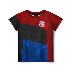 Детская футболка 3D с принтом FC Bayern 2018 Abstract colors в Белгороде, 100% гипоаллергенный полиэфир | прямой крой, круглый вырез горловины, длина до линии бедер, чуть спущенное плечо, ткань немного тянется | Тематика изображения на принте: bayern | fc | абстракция | бавария | геометрия | спорт | футбольный клуб