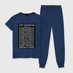 Женская пижама хлопок с принтом Joy Division в Белгороде, 100% хлопок | брюки и футболка прямого кроя, без карманов, на брюках мягкая резинка на поясе и по низу штанин | postpunk | unknown pleasures | бернард самнер | британская рок группа | джой дивижн | иэн кёртис | неизвестные удовольствия | питер хук | постпанк | стивен моррис