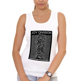 Женская майка хлопок с принтом Joy Division в Белгороде, 95% хлопок, 5% эластан |  | Тематика изображения на принте: postpunk | unknown pleasures | бернард самнер | британская рок группа | джой дивижн | иэн кёртис | неизвестные удовольствия | питер хук | постпанк | стивен моррис