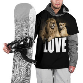 Накидка на куртку 3D с принтом LOVE в Белгороде, 100% полиэстер |  | влюблённые | дикая кошка | животные | лев | львица | любовь | пара | природа | свадьба