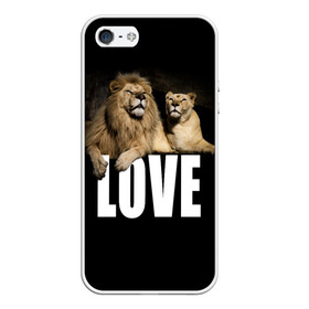 Чехол для iPhone 5/5S матовый с принтом LOVE в Белгороде, Силикон | Область печати: задняя сторона чехла, без боковых панелей | влюблённые | дикая кошка | животные | лев | львица | любовь | пара | природа | свадьба