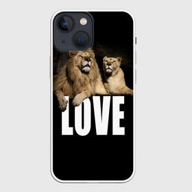 Чехол для iPhone 13 mini с принтом LOVE в Белгороде,  |  | влюблённые | дикая кошка | животные | лев | львица | любовь | пара | природа | свадьба