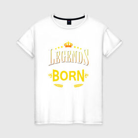 Женская футболка хлопок с принтом Legends are born in february в Белгороде, 100% хлопок | прямой крой, круглый вырез горловины, длина до линии бедер, слегка спущенное плечо | 