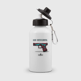 Бутылка спортивная с принтом Glock - Water Elemental в Белгороде, металл | емкость — 500 мл, в комплекте две пластиковые крышки и карабин для крепления | cs go | global offensive | глок | каэс | контр страйк | контра | кс | оружие | пистолет | скин