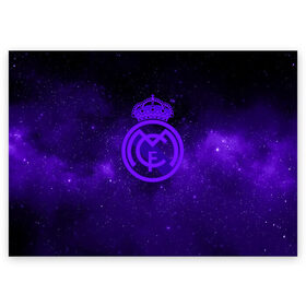 Поздравительная открытка с принтом FC Real Madrid(SPACE STYLE) в Белгороде, 100% бумага | плотность бумаги 280 г/м2, матовая, на обратной стороне линовка и место для марки
 | real madrid | футбол | футбольный клуб | чемпионат
