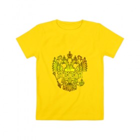 Детская футболка хлопок с принтом Анна в золотом гербе РФ в Белгороде, 100% хлопок | круглый вырез горловины, полуприлегающий силуэт, длина до линии бедер | анна | держава | золото | имя | крылья | орел | патриот | россия | скипетр