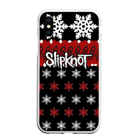 Чехол для iPhone XS Max матовый с принтом Праздничный Slipknot в Белгороде, Силикон | Область печати: задняя сторона чехла, без боковых панелей | slipknot | альтернативный метал | андерс | грув метал | колсефни | кори | красный | метал | музыка | новогодний | новый год | ню метал | рождество | рок | слипкнот | снежинки | тейлор