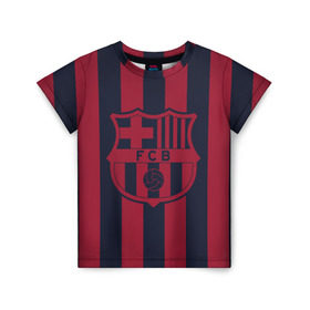 Детская футболка 3D с принтом Barselona 18 в Белгороде, 100% гипоаллергенный полиэфир | прямой крой, круглый вырез горловины, длина до линии бедер, чуть спущенное плечо, ткань немного тянется | barselona | champions | league | lionel | messi | spain | барселона | испания | месси