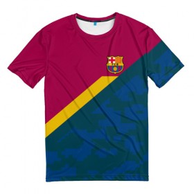 Мужская футболка 3D с принтом FC Barcelona 2018 Sport camo в Белгороде, 100% полиэфир | прямой крой, круглый вырез горловины, длина до линии бедер | Тематика изображения на принте: 