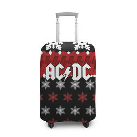 Чехол для чемодана 3D с принтом Праздничный AC/DC в Белгороде, 86% полиэфир, 14% спандекс | двустороннее нанесение принта, прорези для ручек и колес | ac dc | acdc | for those about to ro | австралийская | ангус янг | блюз рок | головы | группа | знак | красный | крис слэйд | музыканты | надпись | новогодний | новый год | певцы | праздник | рождество | рок | рок н ролл