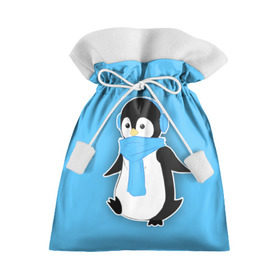 Подарочный 3D мешок с принтом Penguin blue в Белгороде, 100% полиэстер | Размер: 29*39 см | blue | cartoon | penguin | милый | мультик | мультфильм | пингвин | рисунок