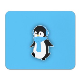 Коврик прямоугольный с принтом Penguin blue в Белгороде, натуральный каучук | размер 230 х 185 мм; запечатка лицевой стороны | blue | cartoon | penguin | милый | мультик | мультфильм | пингвин | рисунок