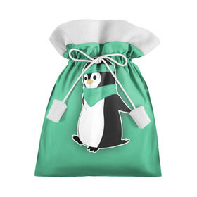 Подарочный 3D мешок с принтом Penguin green в Белгороде, 100% полиэстер | Размер: 29*39 см | Тематика изображения на принте: cartoon | green | penguin | зеленый | милый | мультик | мультфильм | пингвин | рисунок