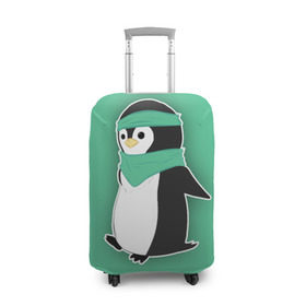 Чехол для чемодана 3D с принтом Penguin green в Белгороде, 86% полиэфир, 14% спандекс | двустороннее нанесение принта, прорези для ручек и колес | cartoon | green | penguin | зеленый | милый | мультик | мультфильм | пингвин | рисунок