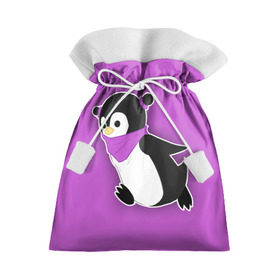 Подарочный 3D мешок с принтом Penguin purple в Белгороде, 100% полиэстер | Размер: 29*39 см | cartoon | penguin | purple | милый | мультик | мультфильм | пингвин | рисунок | фиолетовый