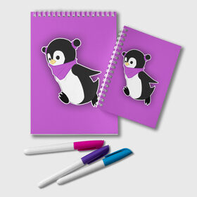 Блокнот с принтом Penguin purple в Белгороде, 100% бумага | 48 листов, плотность листов — 60 г/м2, плотность картонной обложки — 250 г/м2. Листы скреплены удобной пружинной спиралью. Цвет линий — светло-серый
 | cartoon | penguin | purple | милый | мультик | мультфильм | пингвин | рисунок | фиолетовый