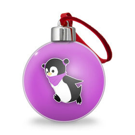 Ёлочный шар с принтом Penguin purple в Белгороде, Пластик | Диаметр: 77 мм | cartoon | penguin | purple | милый | мультик | мультфильм | пингвин | рисунок | фиолетовый