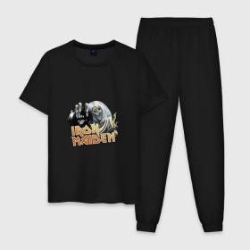 Мужская пижама хлопок с принтом Iron Maiden в Белгороде, 100% хлопок | брюки и футболка прямого кроя, без карманов, на брюках мягкая резинка на поясе и по низу штанин
 | 