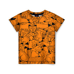 Детская футболка 3D с принтом Лисички в Белгороде, 100% гипоаллергенный полиэфир | прямой крой, круглый вырез горловины, длина до линии бедер, чуть спущенное плечо, ткань немного тянется | Тематика изображения на принте: fox | лиса | лисички | рыжая лиса | фокс