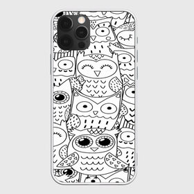 Чехол для iPhone 12 Pro Max с принтом Совушки pattern в Белгороде, Силикон |  | bird | owl | животные | ночные птицы | птицы | совы